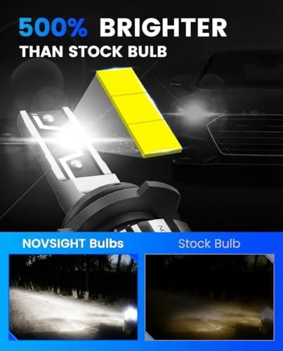 NOVSIGHT H7 LED Light Bulbs - 40000LM High Efficiency 500% Brighter, 1:1 Mini Size No Adapter Required, Fanless Silent Design, 50000 Hours Lifespan, Pack of 2 — view 2