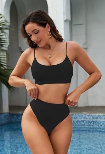 Pink Queen Plus Size High Waisted Bikini Set for Women Two Piece Cheeky High Cut Swimsuit Bathing Suit White M4