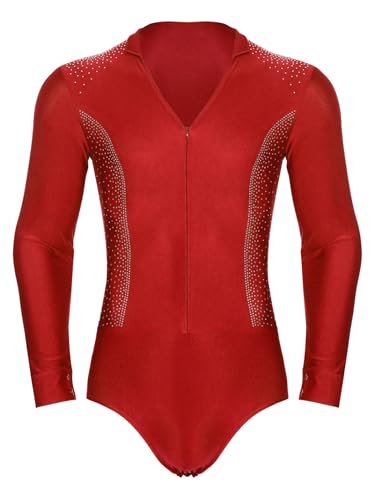 La mejor selección de Ropa de Gimnasia para Hombre los más solicitados. 46 DINORMIN Body de baile con brillantina para hombre body de camisa latina body de camisa de tango y rumba con broches en la entrepierna leotardo de torneo Rojo M