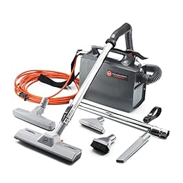 Hoover Commercial PORTAPOWER Lightweight Canister Vacuum Cleaner with Attachments, Portable Carriable Handheld Small Professional Grade Bagged, 8 Pounds, CH30000, Black