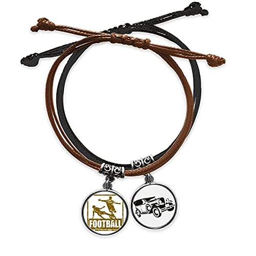 Joueur de football bracelet corde réglable robuste en cuir