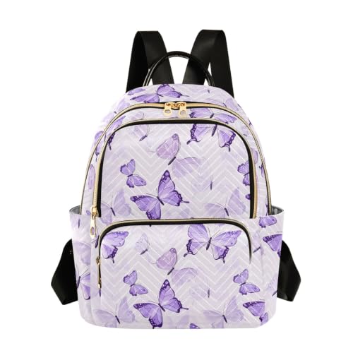 Sac à dos femme violet petit format S motif papillons violets tendance