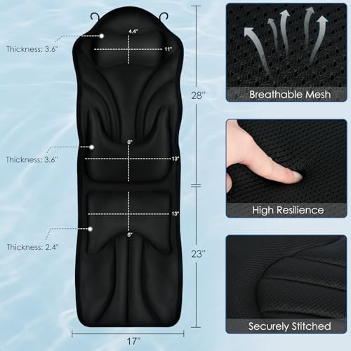 Atsuwell Full Body Bath Pillow for Bathtub, Ergonomic Bathtub Cushion for Neck, Waist, Hip Support, Luxury 3D Mesh Shower Pillow with Non-Slip Suction Cups & Dual Hooks, Pressure Relief, 51\'\' x17\'\' - Thumbnail 3