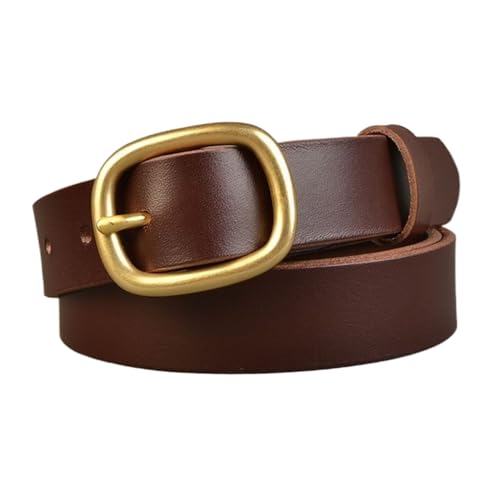 Women's Belt, Fashion Cowboy Adjustable Leather Belt for Men with Metal Decorative Gold Pin Buckle