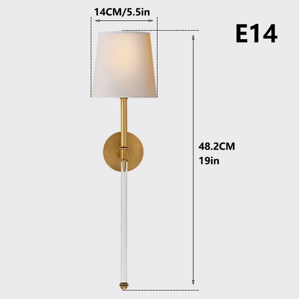 Lampada da Parete per Interni E14, Paralume in Tessuto Bianco, Moderna (1 pz) A 1 pz
