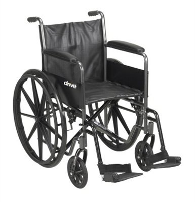 18" Wheelchair, Steel Frame, Black, Padded Fixed Arm, Swing Away Foot Rest, 8" Front Caster Wheels #TOP14