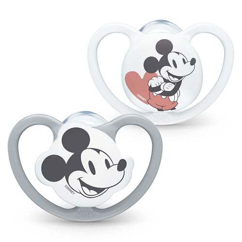 Nuk - Lot de 2 tétines Space Baby - 18-36 mois - Tétines avec ventilation supplémentaire - Silicone sans BPA - Mickey Mouse 10739755