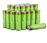 Amazon Basics Paquete de 24 pilas recargables de alto rendimiento AA NiMH, 2400 mAh, recarga hasta 400 veces, precargadas