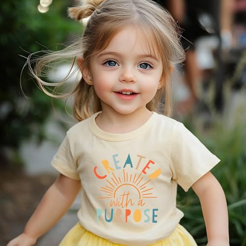 Image of Kids Christian Shirt Toddler Created with a Purpose Shirt Boys Girls Bible Verse Religious Clothes 2-7 Years