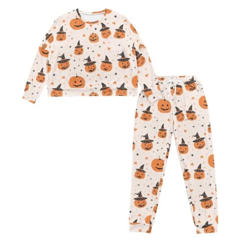 Image of Women's Pajamas Set Soft 2 Piece Loungewear Long Sleeve Pj Set | Matching Sleepwear, Crew Neck Top, Drawstring Jogger Pants with Pockets, Fall Pajama for Home, Sleep, Casual Wear, Plus Size