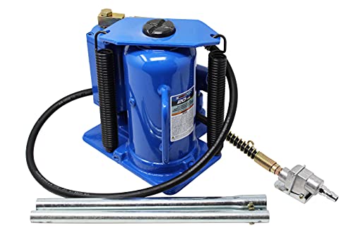 K Tool International Xd63228 20 Ton Air/Hydraulic Bottle Jack For Garages, Repair Shops, And Diy, 44,000 Lbs. Capacity, Lift Range 10.43"-19.88", Heavy Duty Steel, Load-Limiting/Bypass Valves, Blue #TOP13
