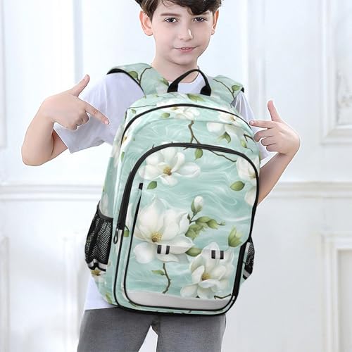 Sac à dos motif fleur de jasmin blanche pour ordinateur et lycée - 2
