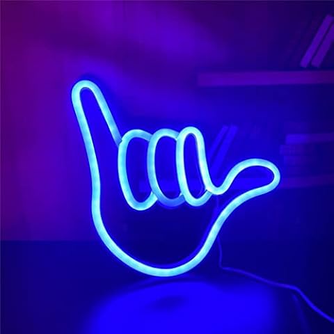 Nordstylee led Hand Shape Finger Neon Sign Lights Hanging Decorative Neon Lights for Home Bedroom Bar Restaurant Christmas Birthday Party Gift Art Wall Decoration Light-Blue Cover