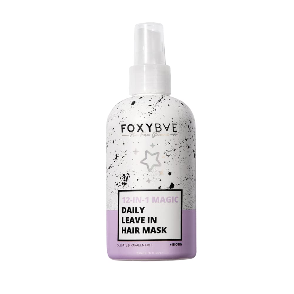 FoxyBae 12-in-1 Magic Hair Mask - Daily Leave-In Hair Mask Spray - for Dry Damaged Hair & Growth - Hydrating Deep Conditioner w/Argan Oil, Shea Moisture, & Biotin - Hair Care for Women & Men (8 oz)