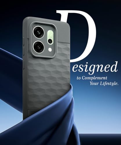 Image of WOW IMAGINE Silicone Back Cover for Oppo Reno 14 5G with Hexa Cube Design (Olive Green)