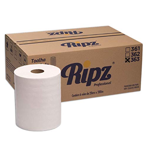 Papel Toalha Bobina Ripz - Folha Simples Caixa com 06 Rolos - 32G, Ripz