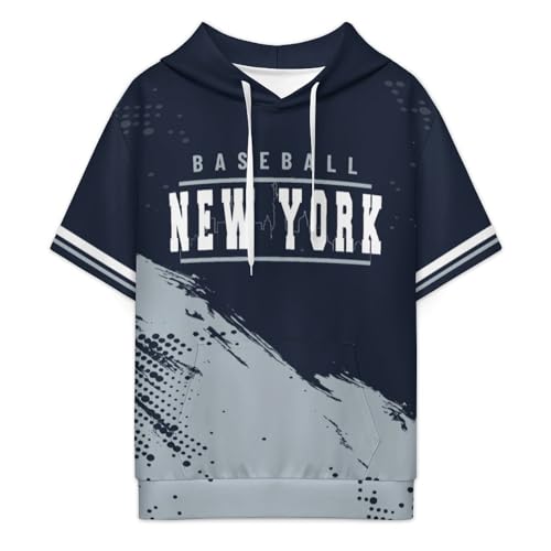 Custom Baseball Short Sleeved Hoodie for Men Women Personalized City Gifts Customize Hooded with Name& Number3