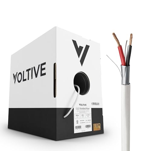 Voltive 12/2 Shielded Low Voltage Wire, Riser CL3R, White, 500ft - 12AWG, 2 Conductors, Overall Shield, Stranded Bare Copper, UL Listed - V-1278-1 by Voltive - Used condition - US$248.58