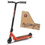 FREEDARE Pro Stunt Scooter for Kids & Teens 8 Years Old Above, Intermediate Riders, 110mm PU Wheels, Freestyle Kick Scooter for Tricks, Orange