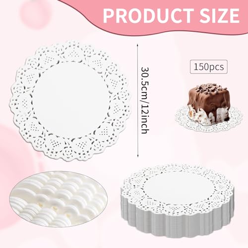 Mozeat Lens 583506_1_DBAPJILD White Paper Doilies For Tables, 150 Pieces Disposable Placemats Tableware Lace Doilies Pastry Cloth Doilies Paper Placemats Disposable Round Doilies thumb #1