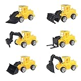 Generisch Simuliertes Mini Konstruktionsfahrzeug, Konstruktionsfahrzeug, Bagger, 6 gemischte, gebackene, dekorative Ornamente Auto Modellbausatz 1 18 (Yellow, One Size)