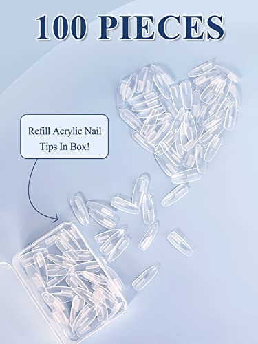 100Pcs Replacement Nail Tips For Practice Hand, Clear Refill Acrylic Fake Nail Tips For Silicone Nail Hand Practice, Nail Pieces Never Fall Off Finger Never Break For Diy Nail Art Salon Practice #TOP1