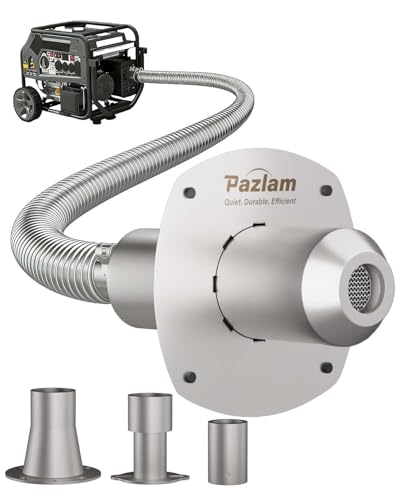 PAZLAM Generator Exhaust Extension Kit Universal Fit for Most Portable Generators Heavy-Duty Stainless Steel with Flexible Pipe Reduces Exhaust Noise & Safely Vents Fumes