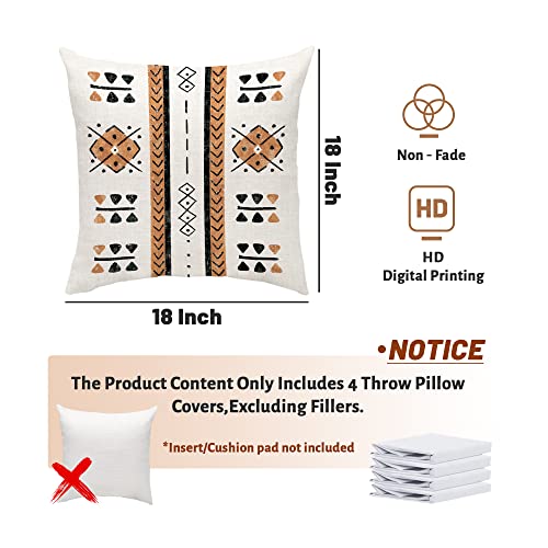 Gdhbling Boho Throw Pillow Covers 18X18 Inch Set Of 4 Outdoor Couch Decorative Throw Pillow Covers #TOP4