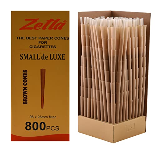 Zetla 800 - Cones Small De Luxe Brun - Cone Pre Roule (98 x 26 mm) - Joint Cones - Pre Rolled Papers - Blunt Feuille a Rouler Cover