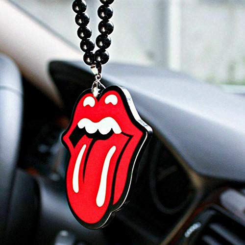 Xotic Tech Car Pendant Cool Decoration Rolling Stones Logo Tongue And Lip Rearview Mirror Hanging Charm Dangling Beaded Pendant For Car Auto #TOP7