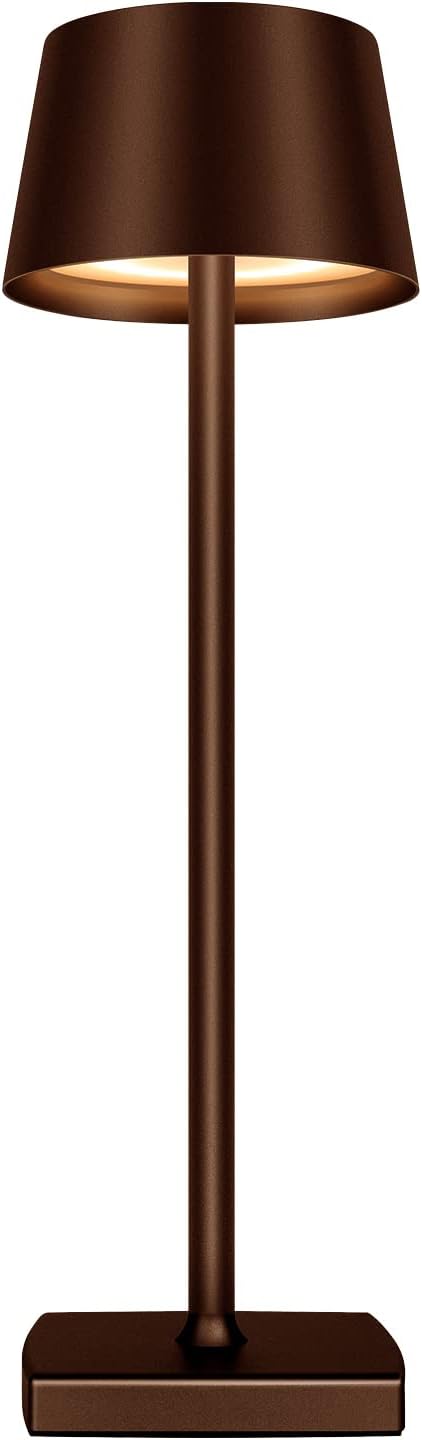 Cordless Table Lamp, Dimmable Bedside Lamp, Restaurant Atmosphere Lighting, for Indoor and Outdoor (Brown)