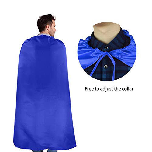 Superhero-Capes and Masks for Adults Bulk, Super Hero Dress Up Costume for Men Role Play Party Favors, 7 Pack (Blue)