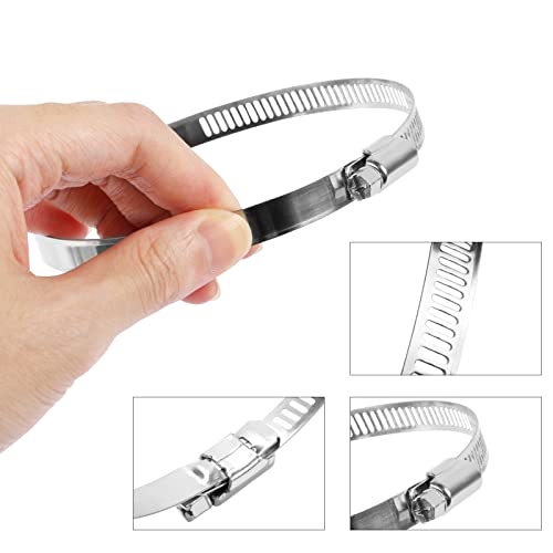 Harapu 4 Inch Duct Clamp, Stainless Steel Large Hose Clamp Adjustable Diameter 91-114Mm Worm Drive Clamp For Plumbing Dryer Vent For Automotive Mechanical Agriculture, 2 Pack #TOP2