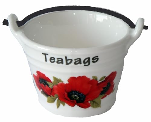 Poppy teabag tidy bucket shaped teabag tidy in choice of 2 sizes (SMALL)