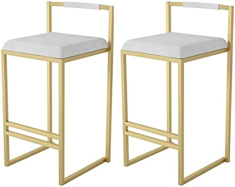 XHALERY 2 Set Of Barstools, Wrought Iron Bar Stools Kitchen Counter Hight Bar Chairs Metal Frame With Low Backrest Footstool Breakfast Chairs Casual Bar Stools