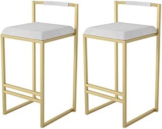 XHALERY 2 Set Of Barstools, Wrought Iron Bar Stools Kitchen Counter Hight Bar Chairs Metal Frame With Low Backrest Footstool Breakfast Chairs Casual Bar Stools