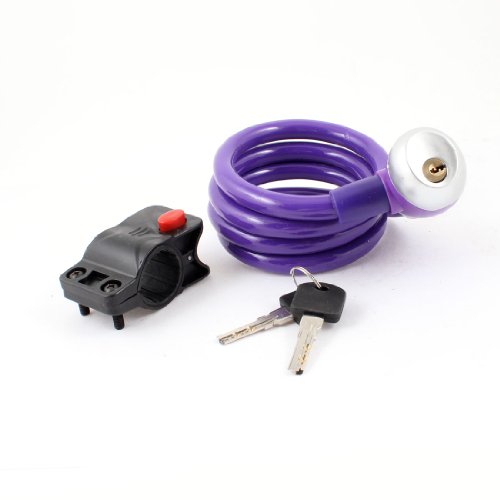 Aexit 1.2m Long Bike Locks Key Locking Purple Plastic Shielded Steel Cable Lock for U-Locks Bike Bicycle