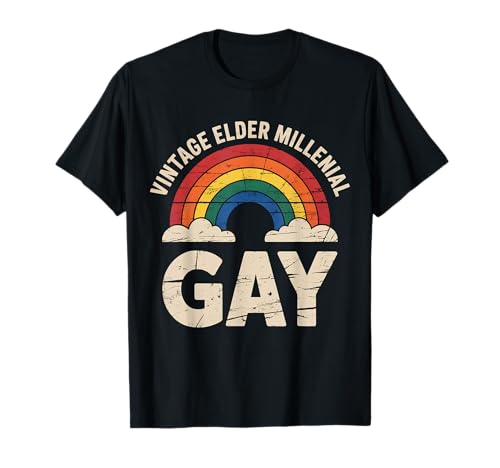 Vintage Elder Millenial Gay Pride Rainbow Ally LGBTQ T-Shirt