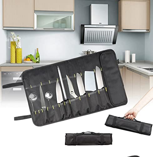 Senvitate Knife Roll, Chef's Knife Bag, 22 Knife Slots For Knives And Kitchen Utensils,Durable Knife Storage Case With Handle, Knife Carrier Perfect For The Traveling Chef (Blue) #TOP2