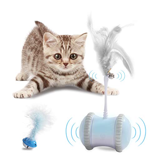 Robotic Cat Toys Interactive, Automatic Cat Feather Toy, Electronic Kitty Toy with 2 Feathers, USB Charging 360ΓΒ° Self Rotating LED Ball for All Floors and Carpets Bonus Cat Feather Bell Toy Robotic Cat Toys Interactive, Automatic Cat Feather Toy, Electronic Kitty Toy with 2 Feathers, USB Charging 360ΓΒ° Self Rotating LED Ball for All Floors and Carpets Bonus Cat Feather Bell Toy