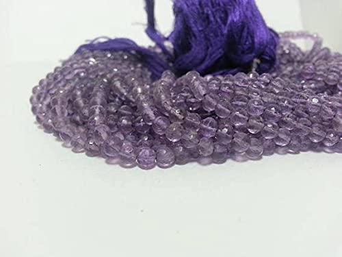 Perles améthyste rondes facettées 4mm pour création de bijoux en fil de 33cm