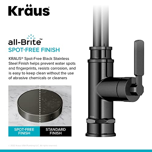 KRAUS Allyn Transitional Industrial Pull-Down Single Handle Kitchen Faucet in Spot-Free Black Stainless Steel by Kraus - Used condition - Image 6