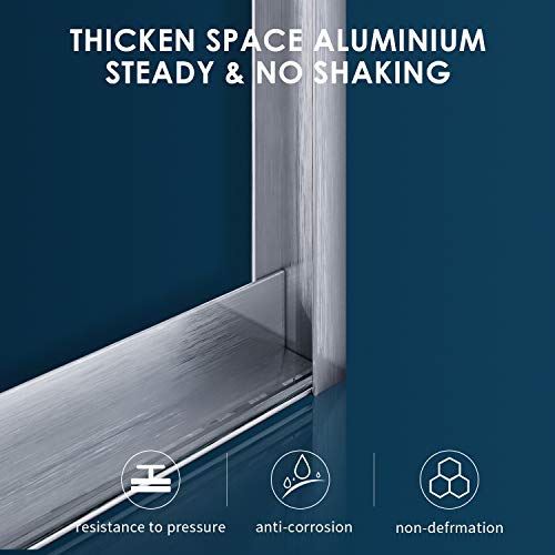 SUNNY SHOWER Glass Sliding Shower Door for Bathtub 60 W x 57.4 H inches Double Sliding Shower Bath-Tub Door 1/4 inches Clear Glass Shower Enclosure Doors for Bathroom with Brushed Nickel Finish