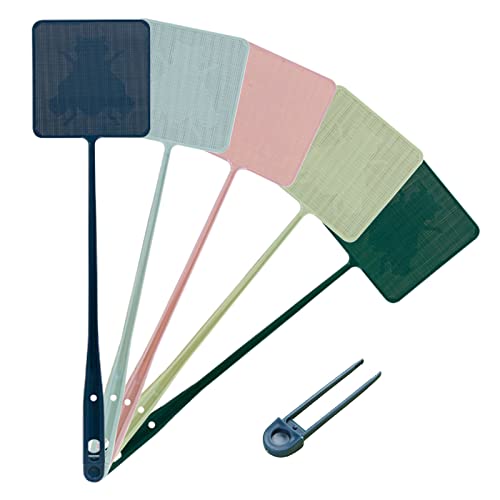 5 Pièces Tapette à Mouches,avec Pincettes,Contrôle des Ravageurs Manuel,Manche Durable De 49,5cm,Raquette Insectes Moustique,Anti Moustique Catch,Durable Et Robuste,Multi-Couleurs