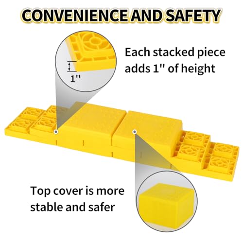 Image of OULEME 12 Pack RV Leveling Blocks, Stackable Jack Blocks, Interlocking Leveling Pads with Carrying Bag, for Camper Travel Trailer
