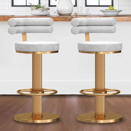 Tabouret de bar réglable pivotant anti-mal de dos assise velours stable