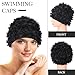 2 Pcs Lace Vintage Swim Cap Flower Floral Petal Retro Style Bathing Caps Pink Black Women's Long and Short Hair Swimming Hat Not Waterproof