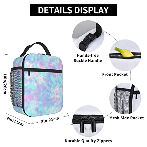 Yetta Yang Pink Tie Dye Purple Colorful Portable Lunch Bag Insulated Lunch Box Reusable Totes For Women Men Work Picnic Camping #TOP5