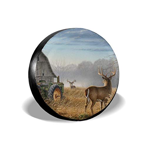 Belleeer Cubierta DE LA Rueda, Tire Cover Old Tractor Cute Deer Potable...