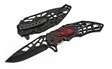 Red Web Skull Stainless Steel Blade | Red & Black Aluminum Handle 4.5 inch Edc Pocket Folding Knife